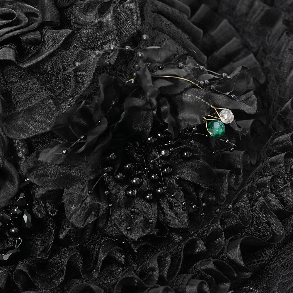 Victorian Lace Mourning Hat with Floral and Mesh Details