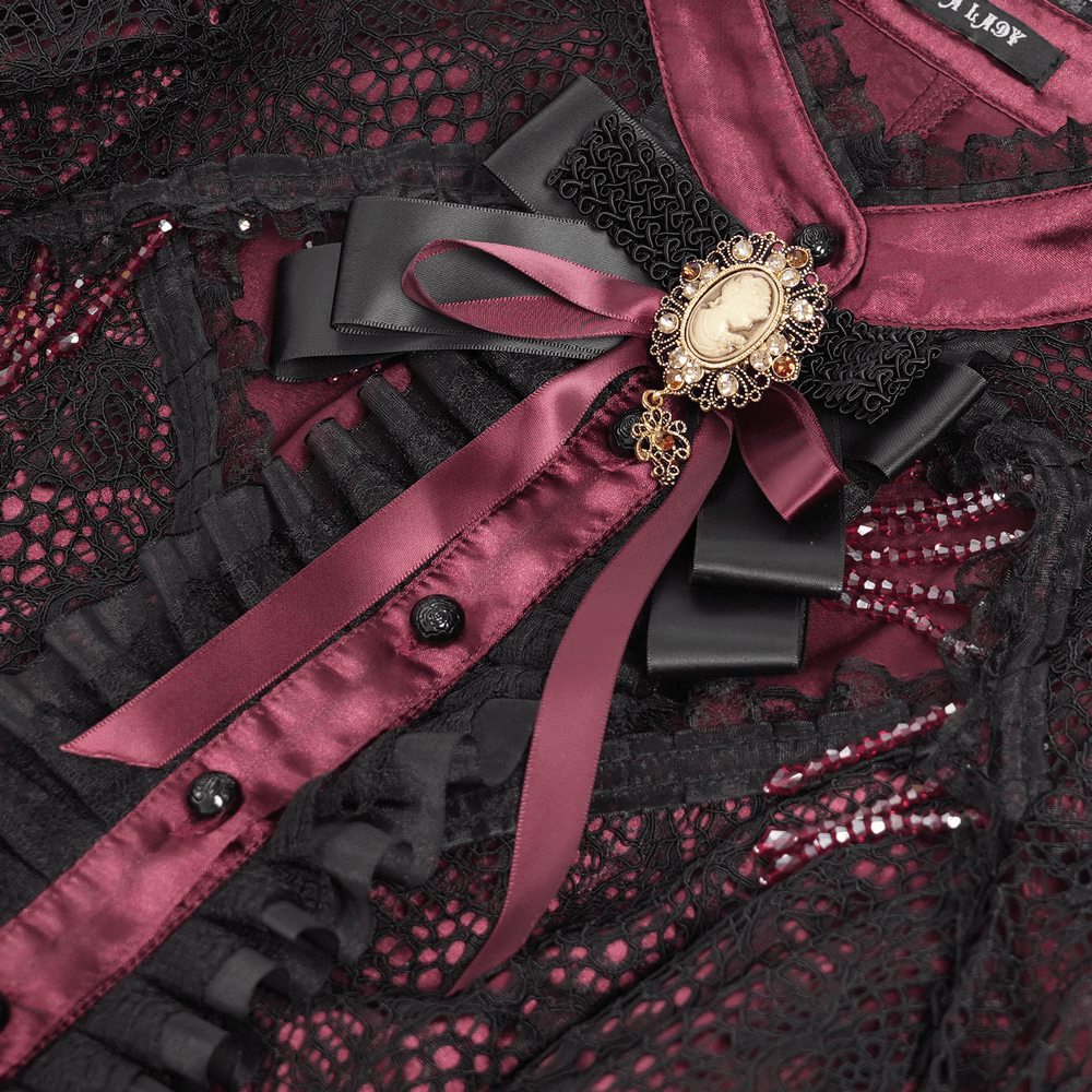 Victorian Lace Ruffled Gothic Cape with Corset Detail