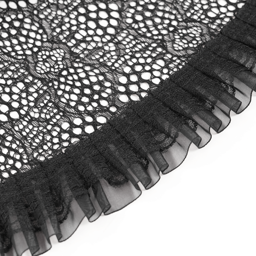 Victorian Lace Ruffled Gothic Cape with Corset Detail