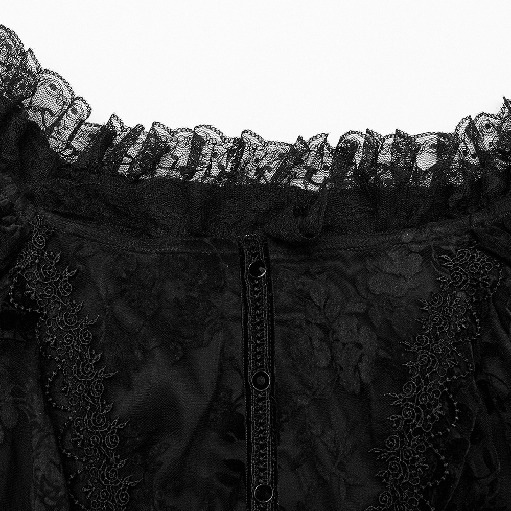 Victorian Short Sleeved Flocking Lace Layered Goth Dress