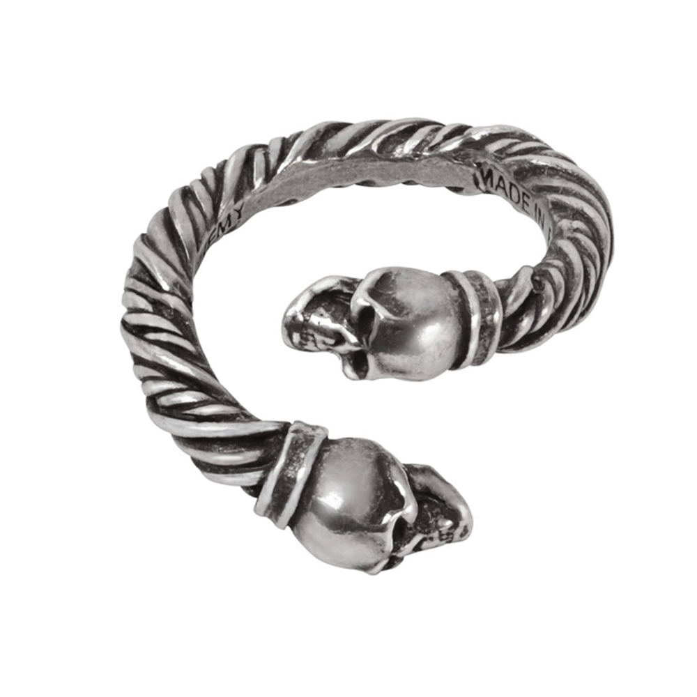 Viking Skull Torque Battle Ring in Pewter with Skull Ends