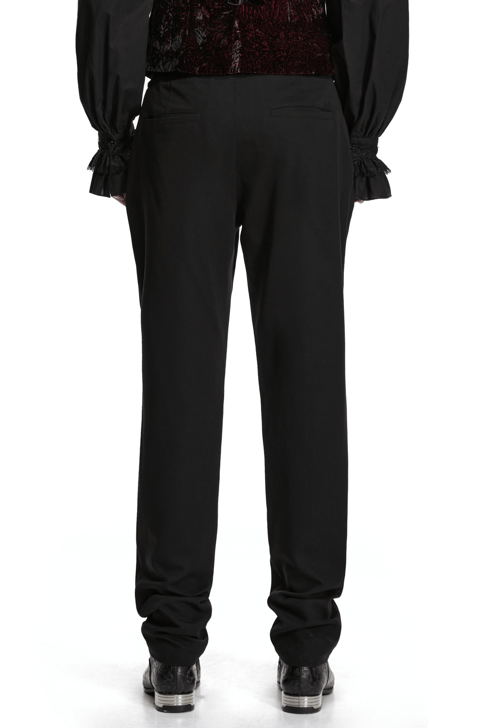 Vintage Black Gothic Pants with Velvet Embroidered Waist