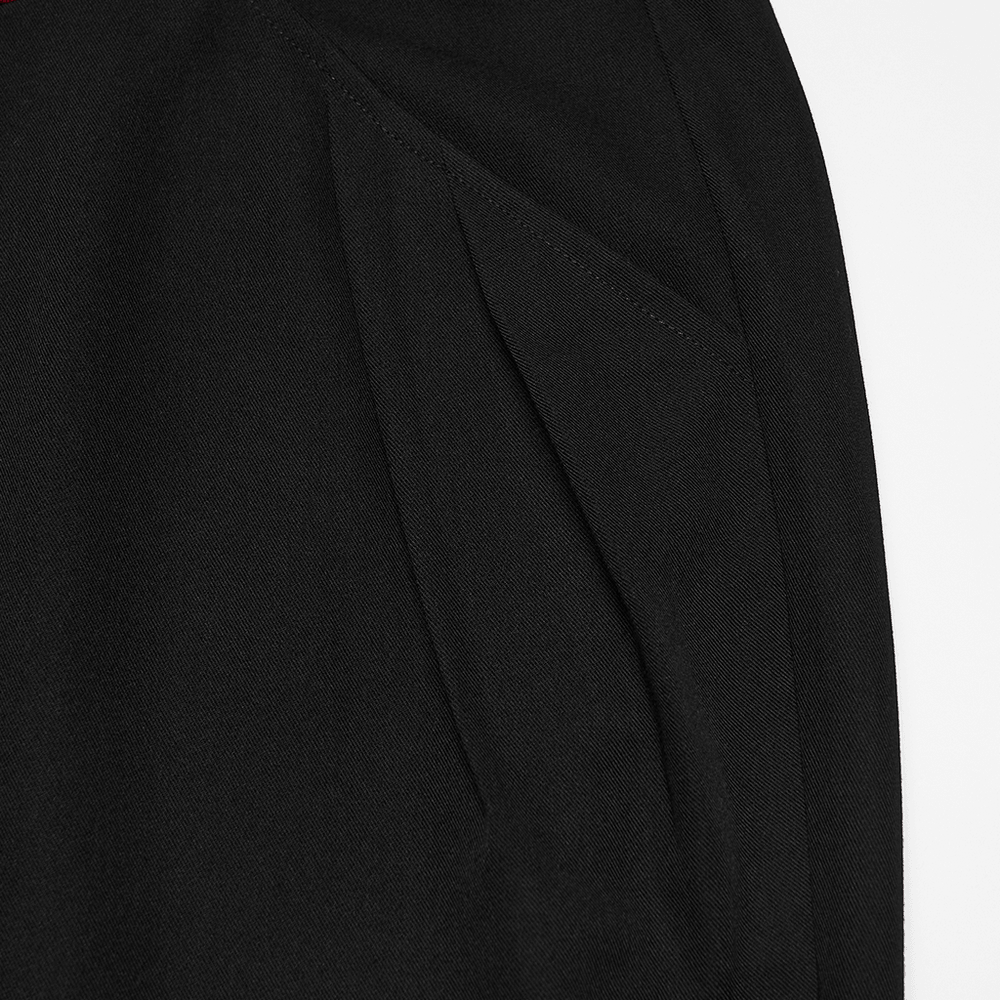 Vintage Black Gothic Pants with Velvet Embroidered Waist