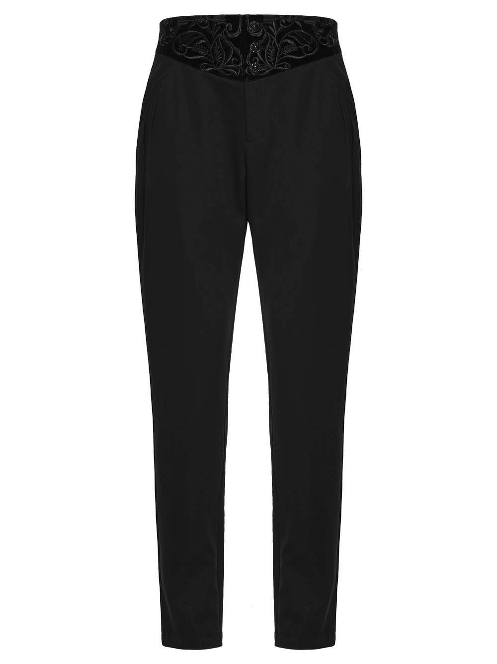 Vintage Black Gothic Pants with Velvet Embroidered Waist