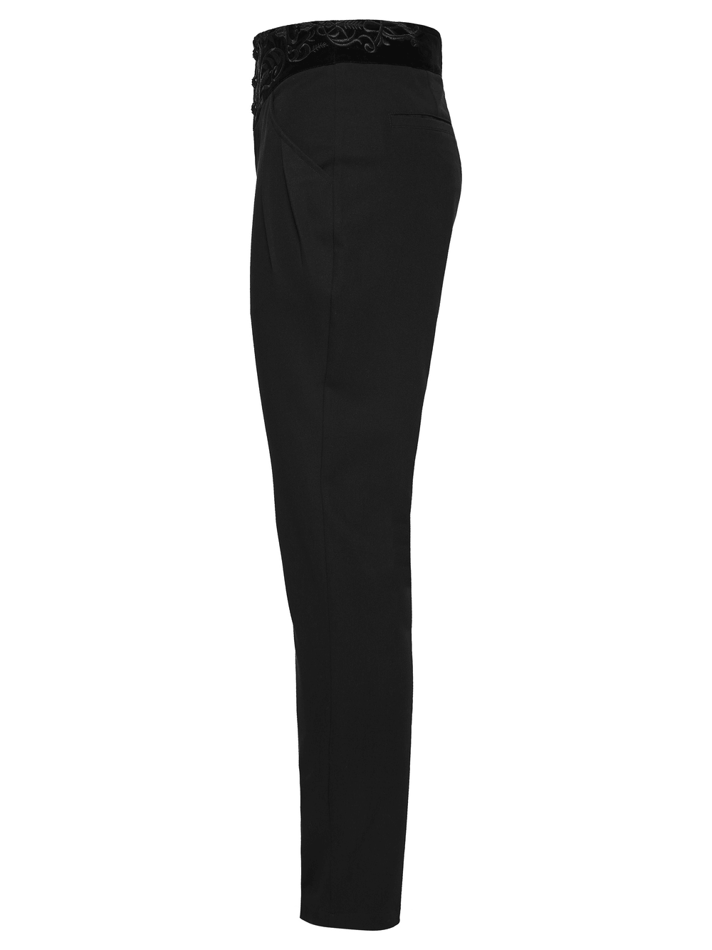 Vintage Black Gothic Pants with Velvet Embroidered Waist