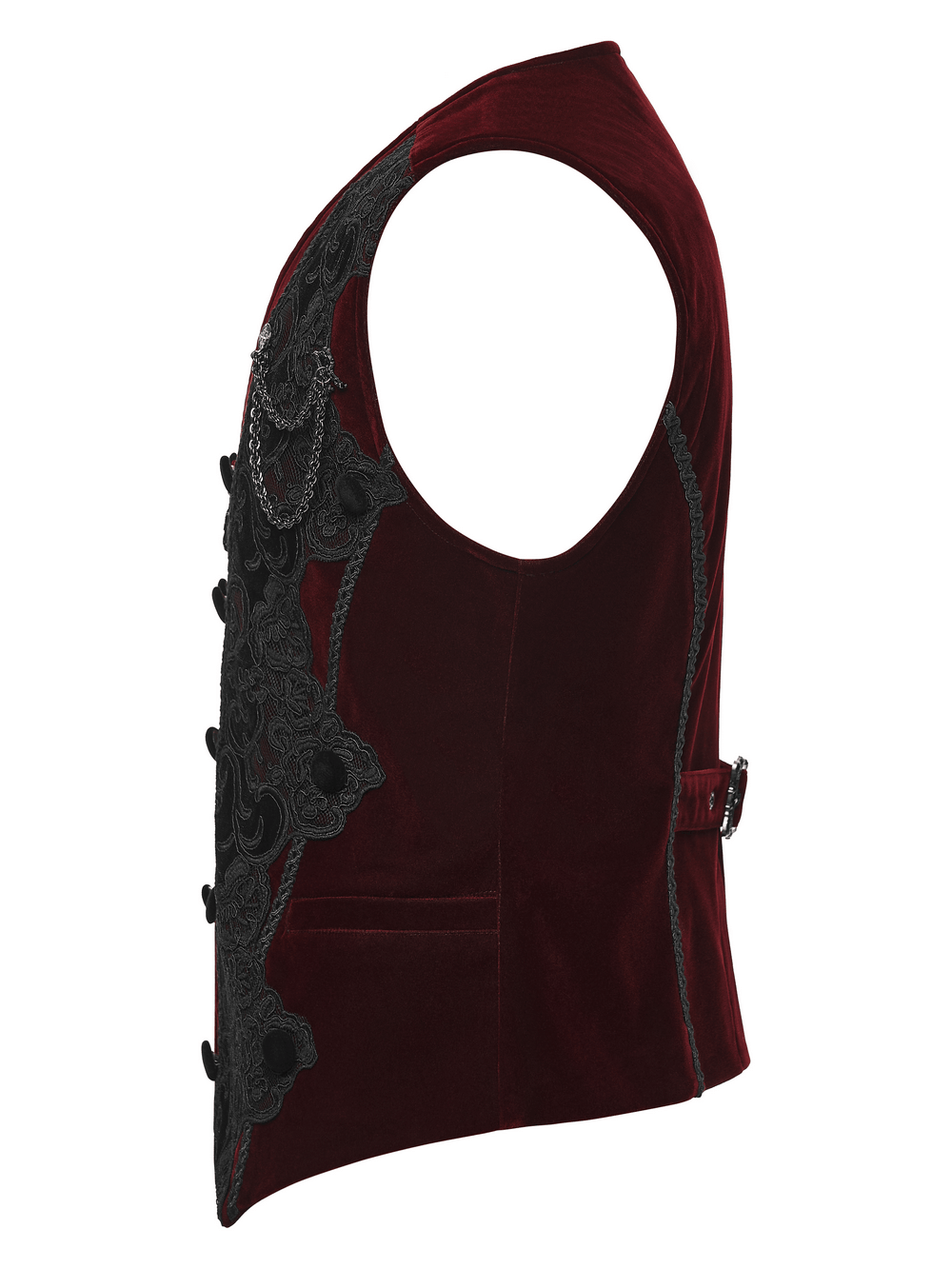 Vintage Dark Pattern Waistcoat with Chain Brooch Detail
