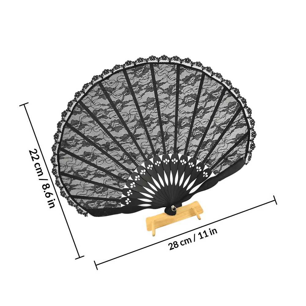Vintage Gothic Lace Bamboo Folding Hand Fan Accessory