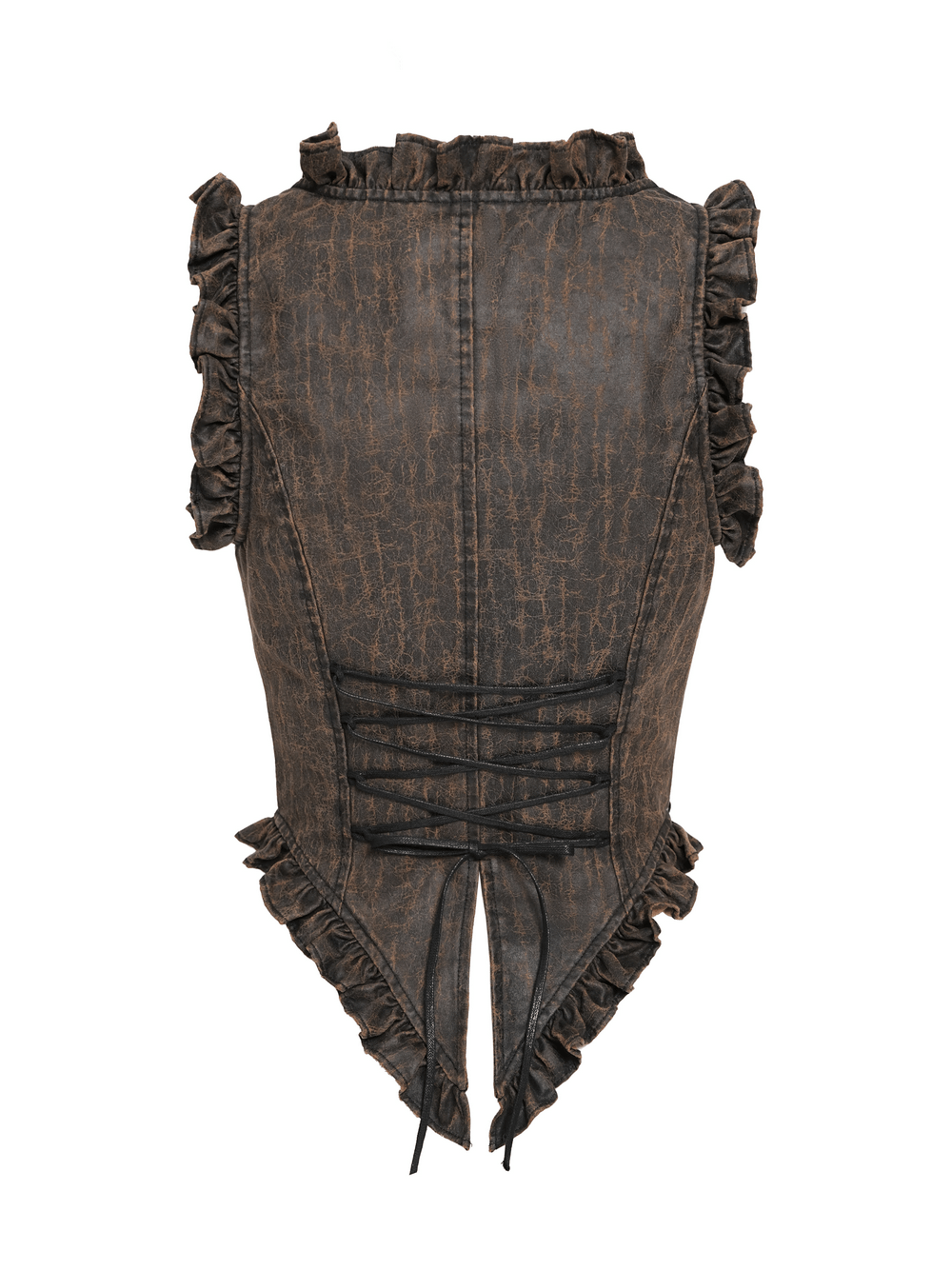 Vintage Lace-Up Waistcoat With Front Zipper Detail