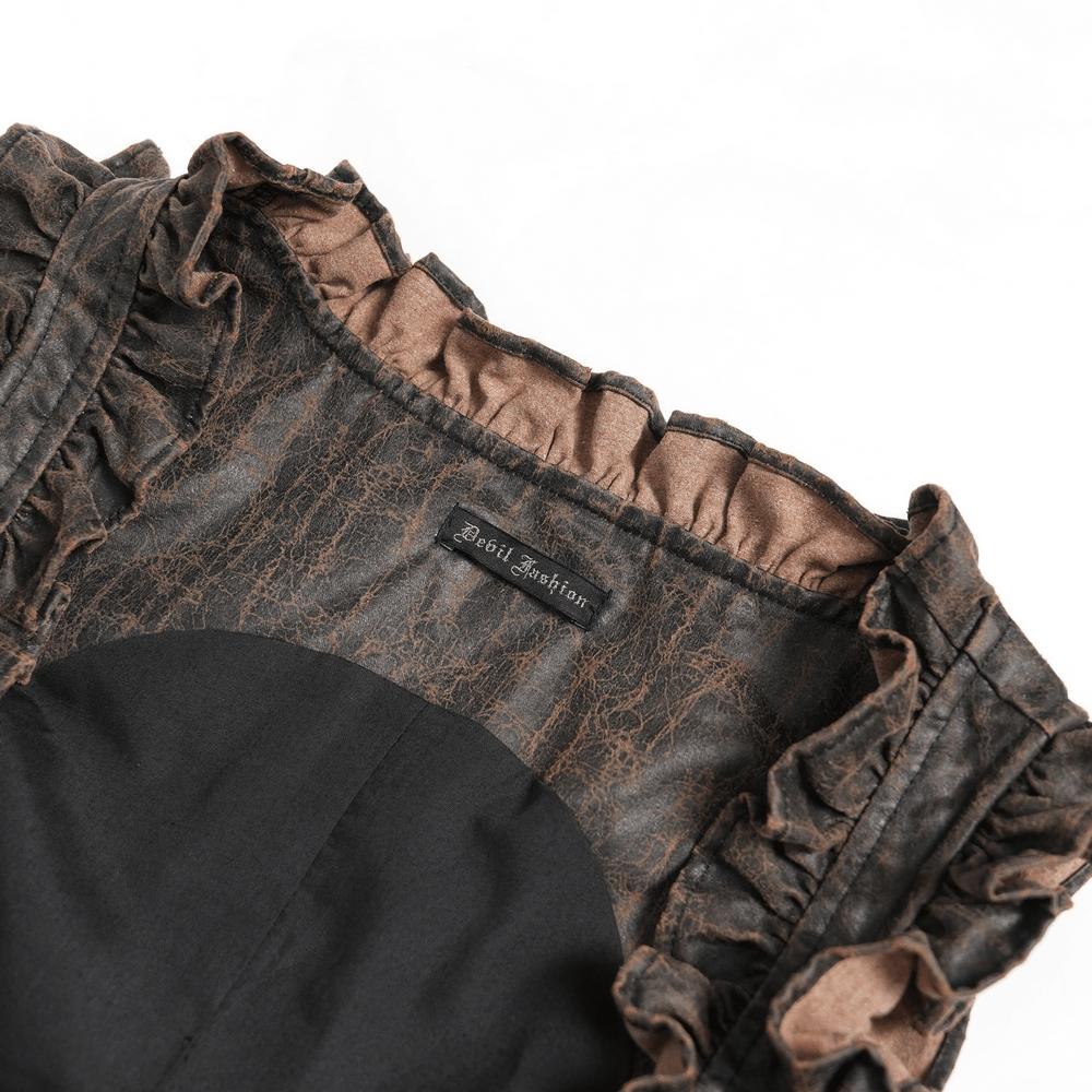 Vintage Lace-Up Waistcoat With Front Zipper Detail