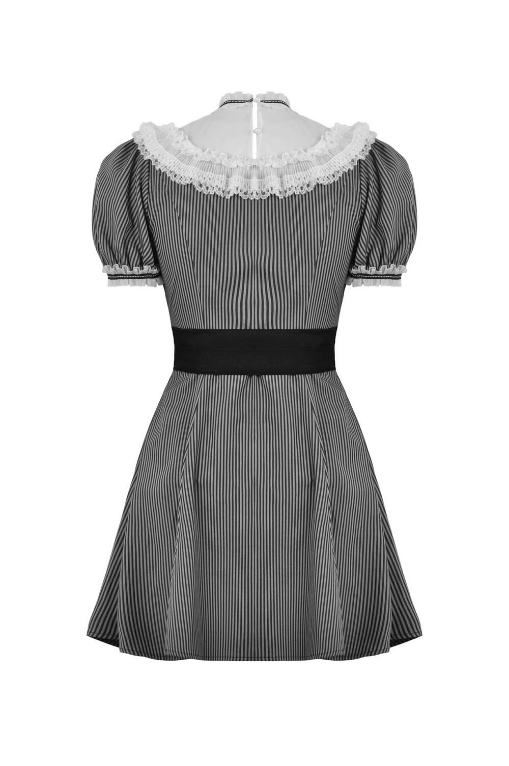 Vintage Striped Dress with Lace and Bow Detail