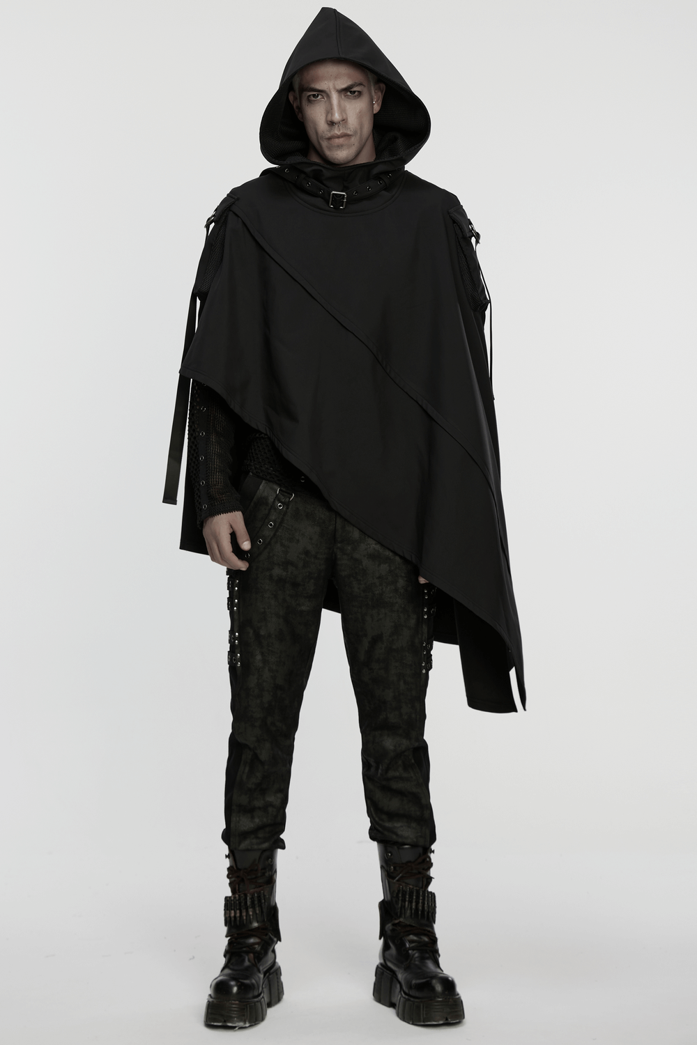 Waterproof Wasteland Punk Cape with Hood and 3D Pockets