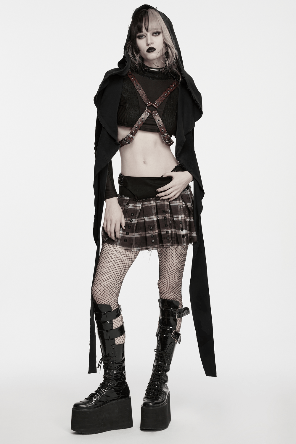 Western Gothic Leather Harness with Embossed Details