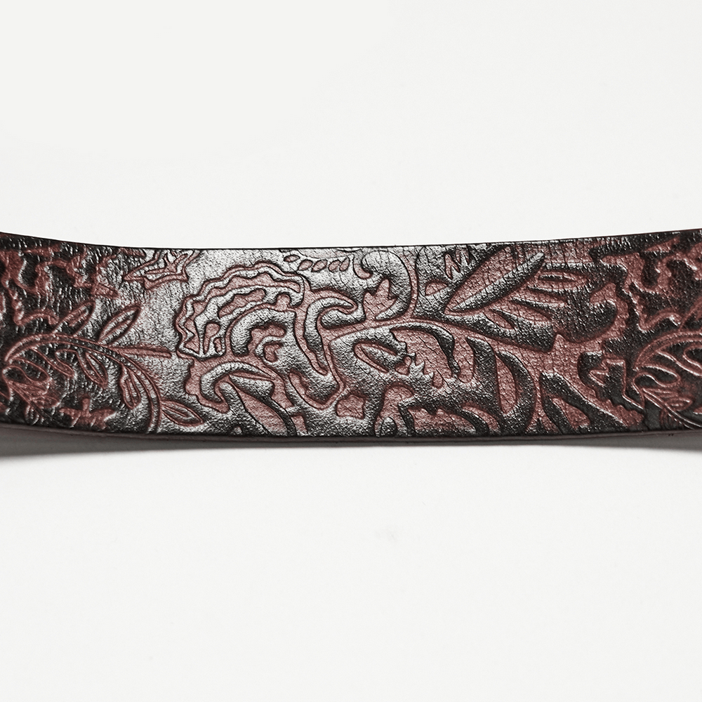 Western Gothic Leather Harness with Embossed Details