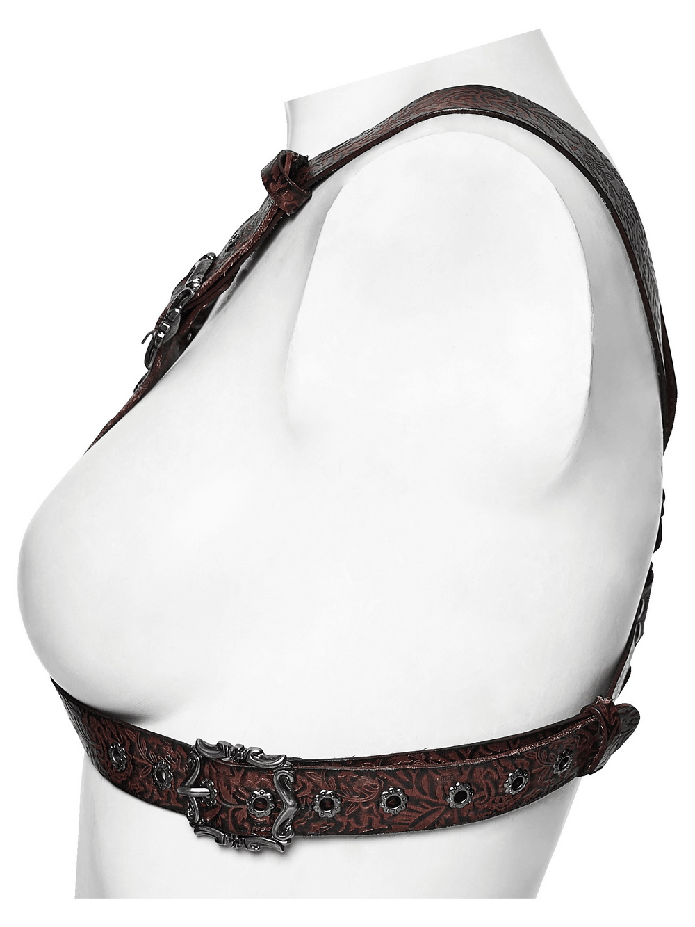 Western Gothic Leather Harness with Embossed Details