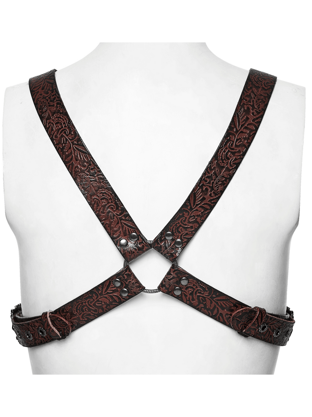 Western Gothic Leather Harness with Embossed Details