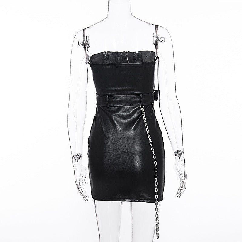 What to Wear to a Concert / Zipper Corset Dress with Sash and Chain in Gothic Style