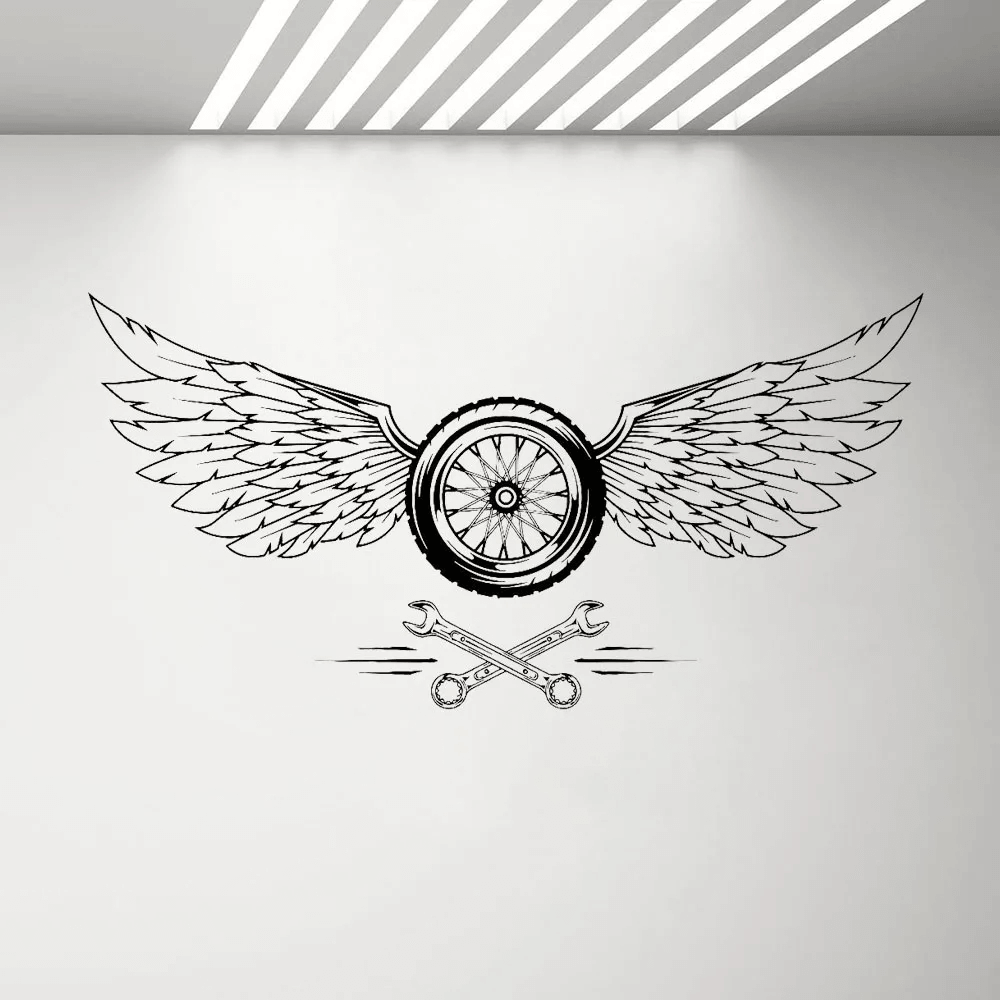 Wheel Wings Vinyl Decal for Car Garage Wall Decor