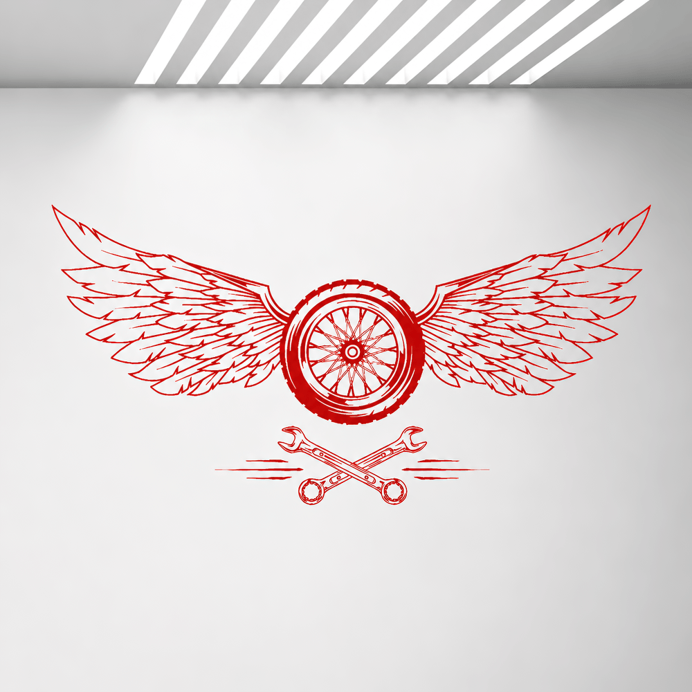Wheel Wings Vinyl Decal for Car Garage Wall Decor