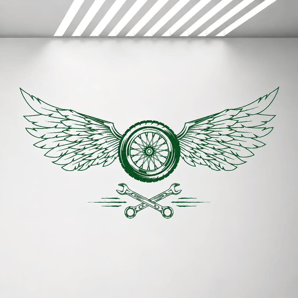 Wheel Wings Vinyl Decal for Car Garage Wall Decor