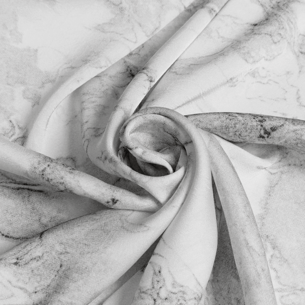 White Gothic Marble Shirt with Lace Ruffle Bib