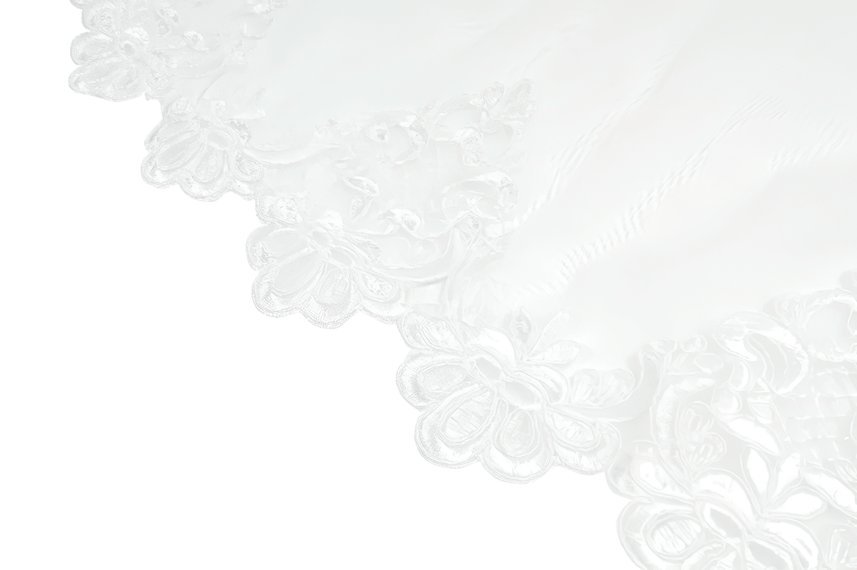 White Gothic Tulle Skirt with Embroidered Lace Hem