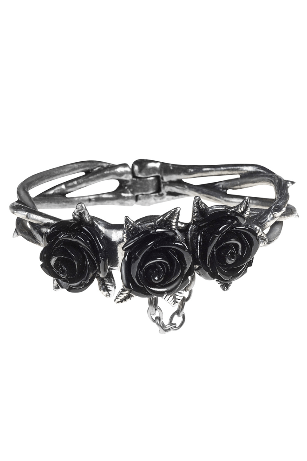 Wild Black Rose Bracelet with Thorny Vine Design