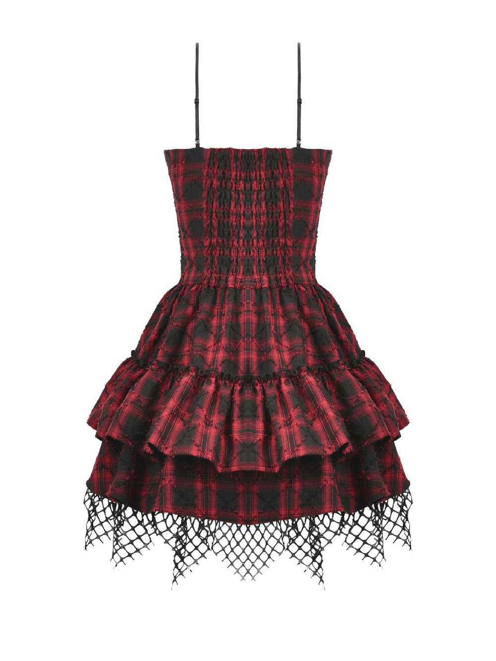 Wine Red Gothic Tartan Corset Mini Dress with Buckles