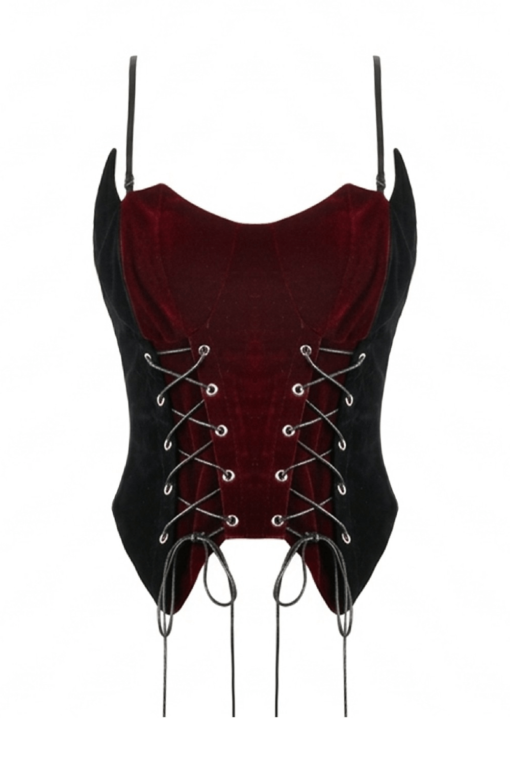 Wine Red Velvet Lace Up Gothic Corset Cami Bustier