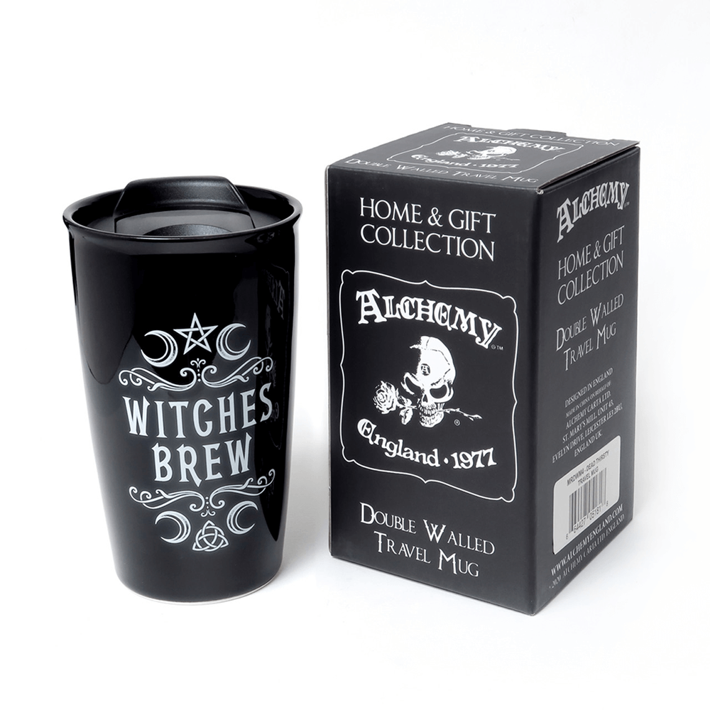 Witches Brew Double Walled Travel Mug with Black Design