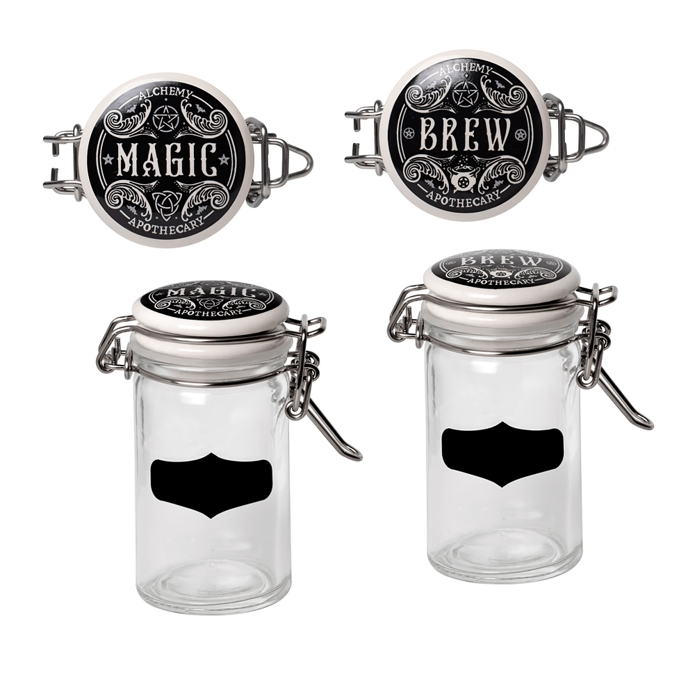 Witch's Brew and Hexes Apothecary Spice Jars Set