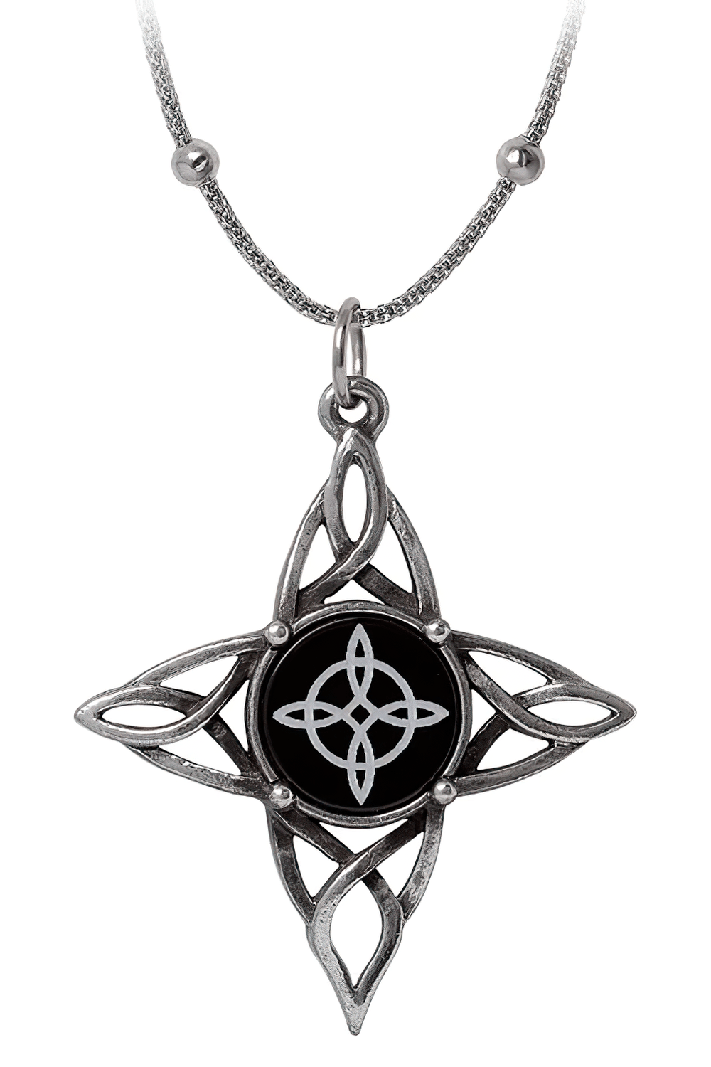 Witch's Knot Gothic Necklace With Black Onyx Pendant