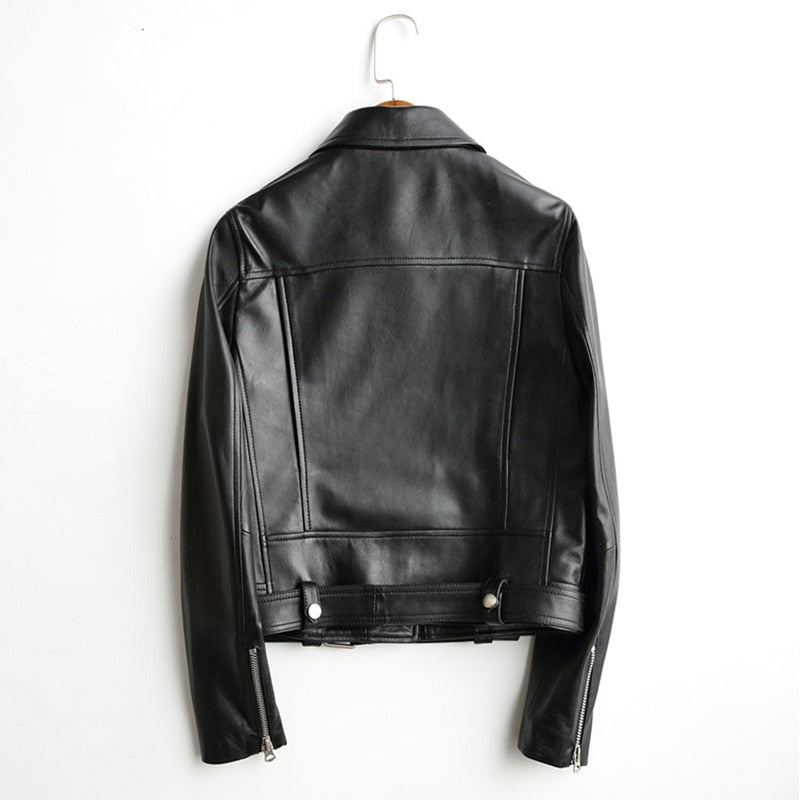 US SALE of Women Faux Leather Jacket With Belt / Biker Jackets in Classic Rock Style