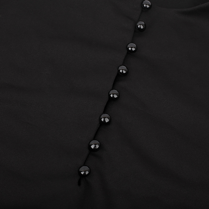 Women's Black Pleated Dress in Gothic Style / Lolita Style Long Sleeve Buttons Dress