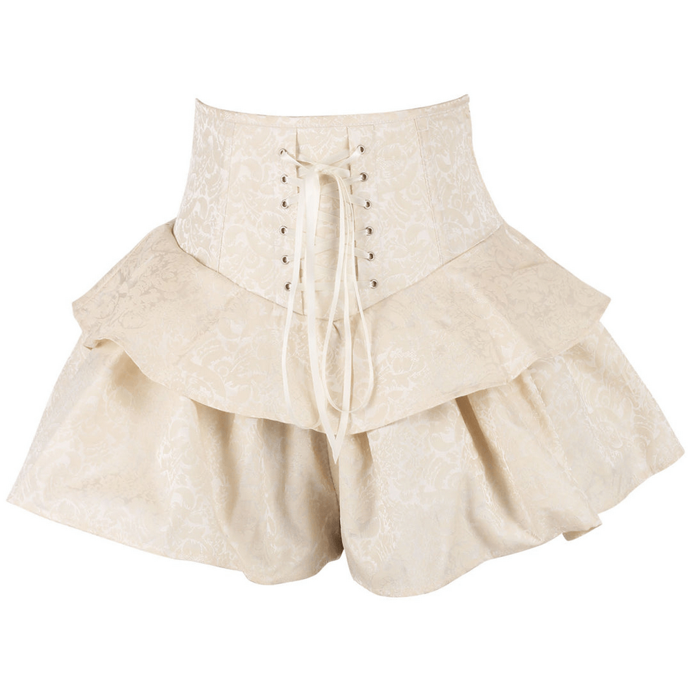 Women's Brocade Corset Mini Skirt with Ruffled Layers