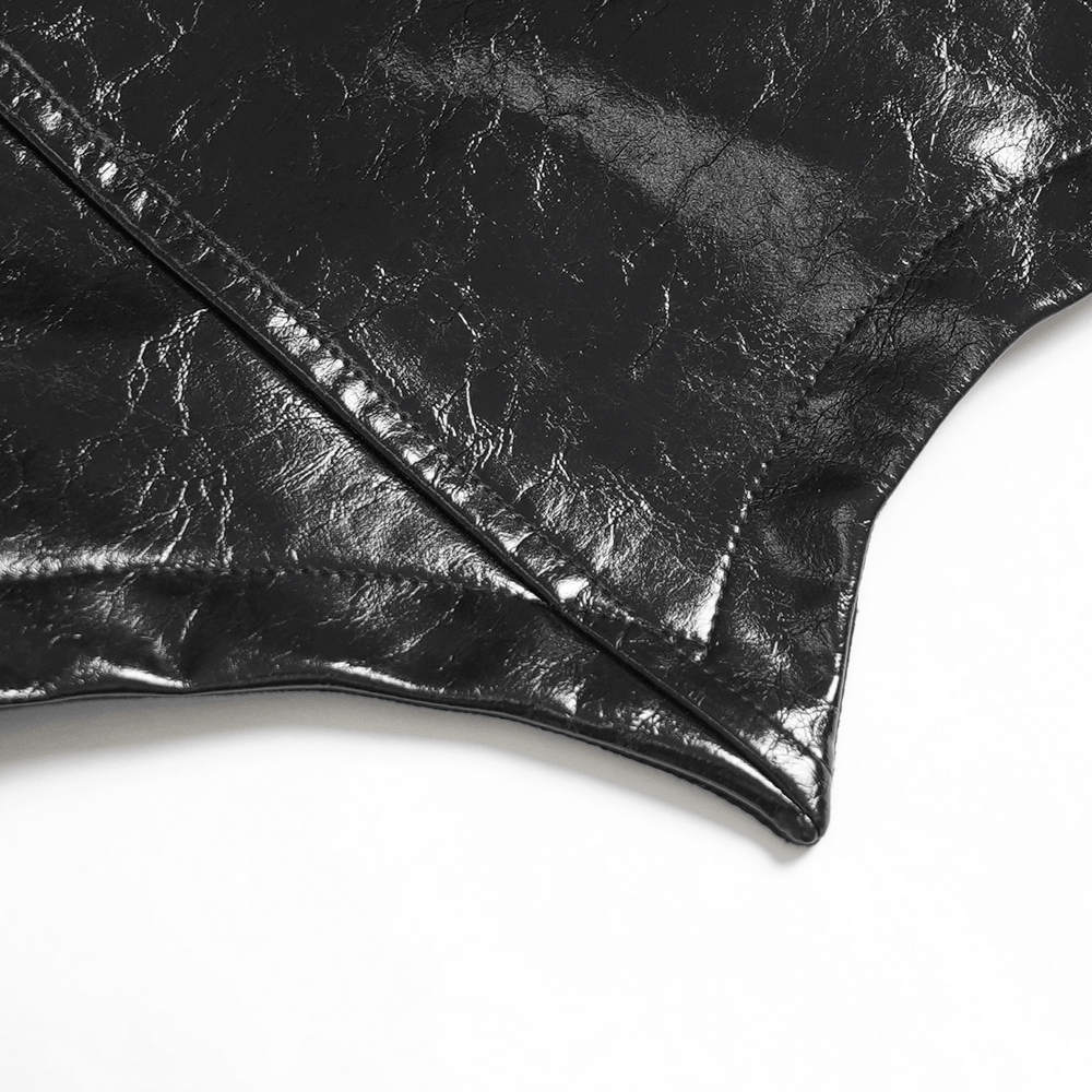 Women's Cyberpunk Patent Look Trench with Buckles