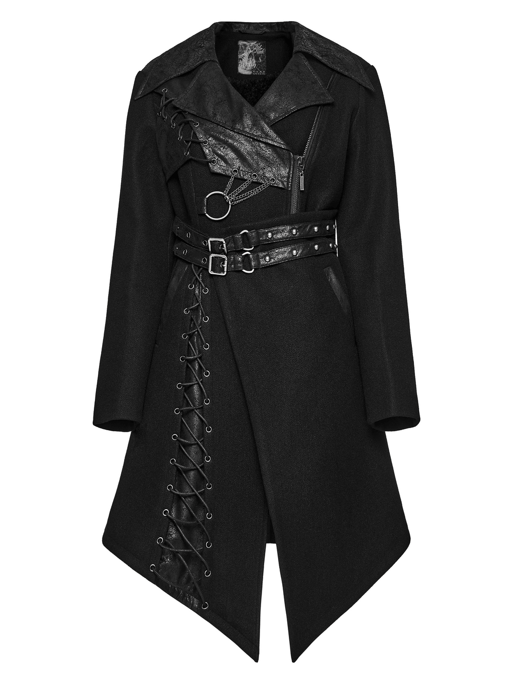 Women's Gothic Asymmetrical Coat with Buckle Details