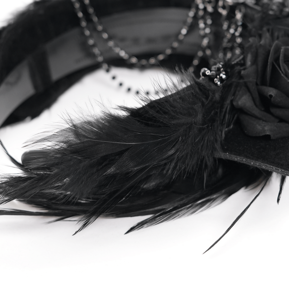 Women's Gothic Bat Crown with Roses and Feathers