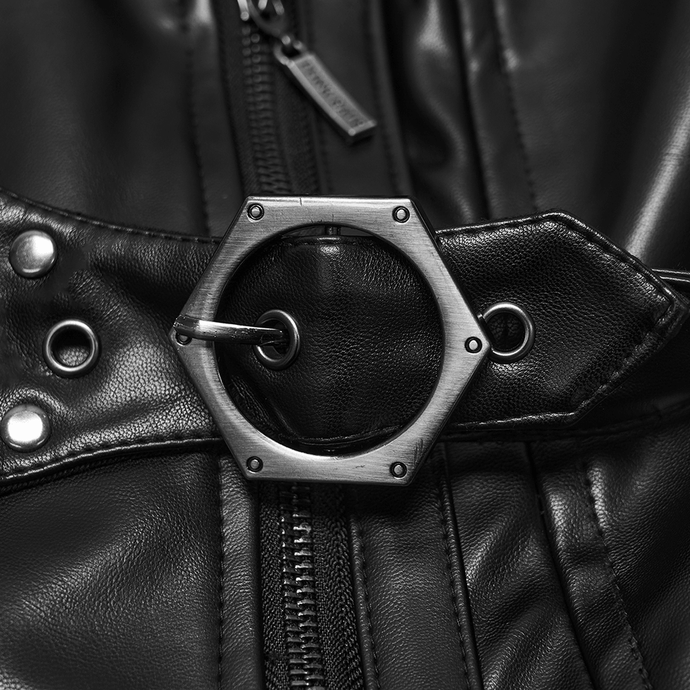 Women's Gothic Biker Vest with Studs and Buckle Detail