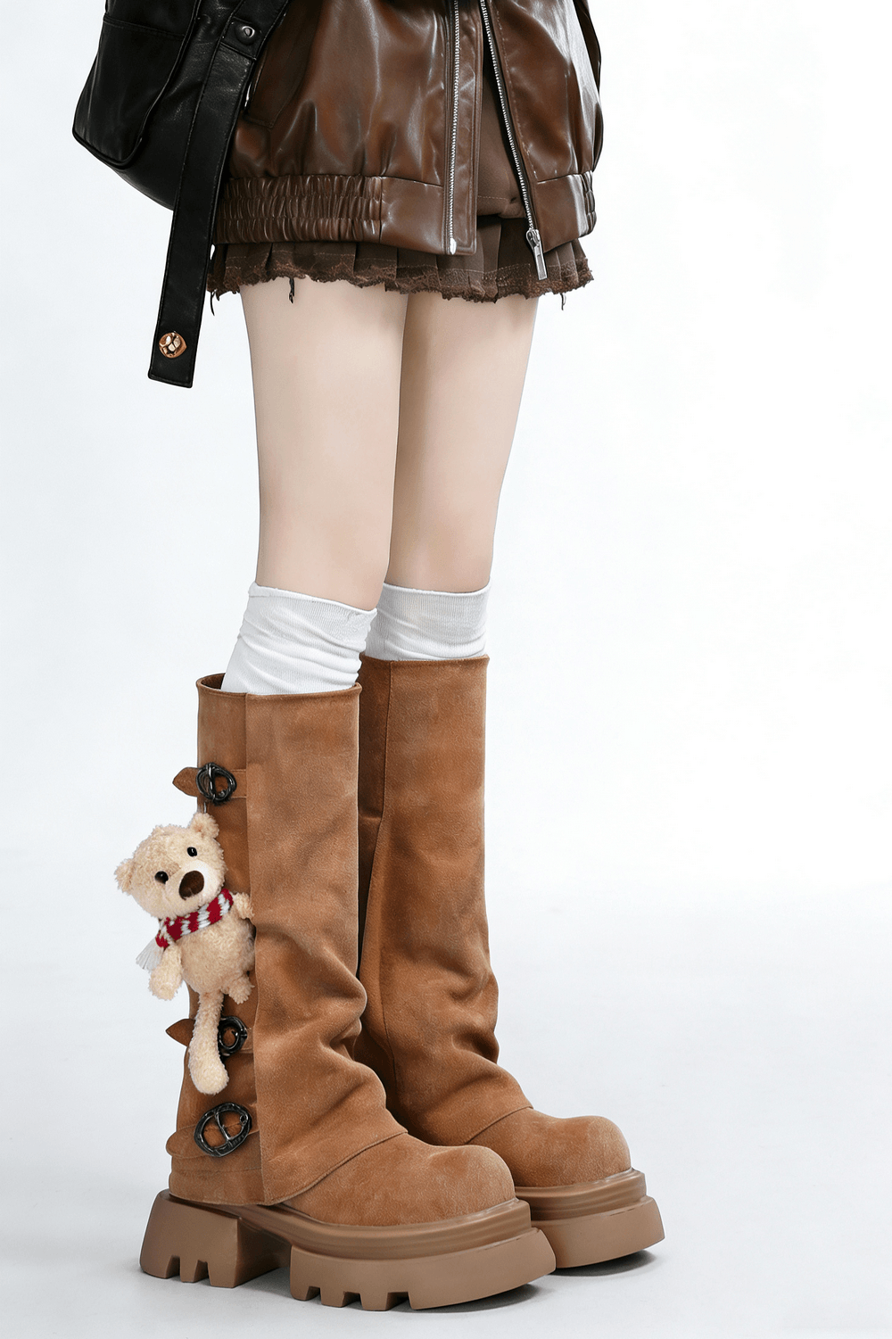 Women's Gothic Boots with Buckles and Teddy Bear