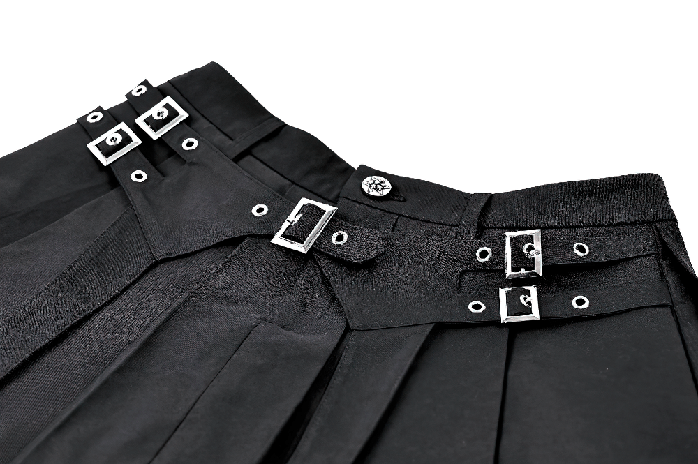 Women's Gothic Buckle Pleated Lace Mini Skirt