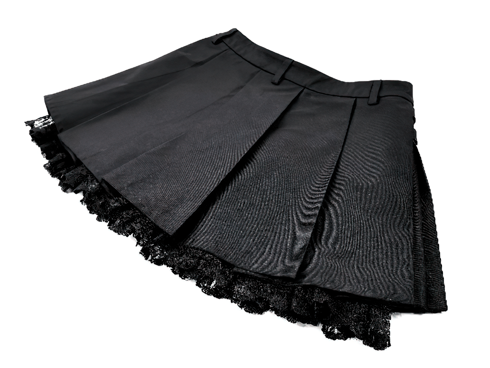 Women's Gothic Buckle Pleated Lace Mini Skirt