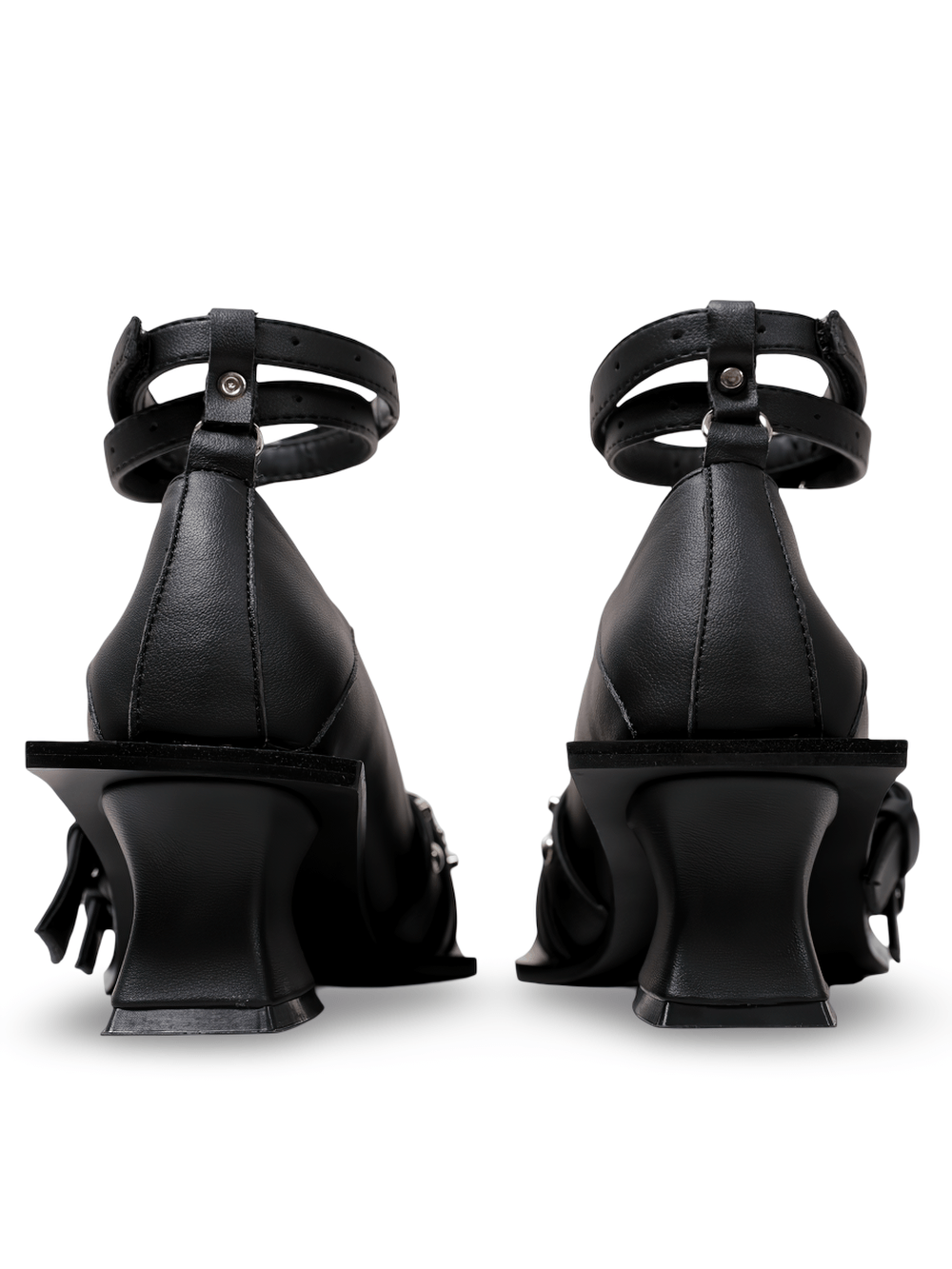 Women's Gothic Buckle Strap Heels with Sculpted Heels