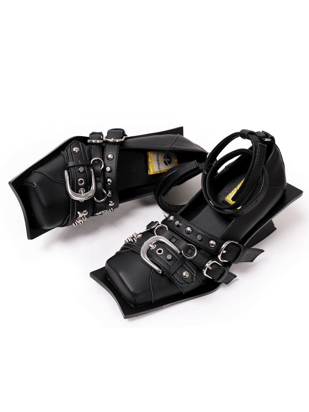 Women's Gothic Buckle Strap Heels with Sculpted Heels