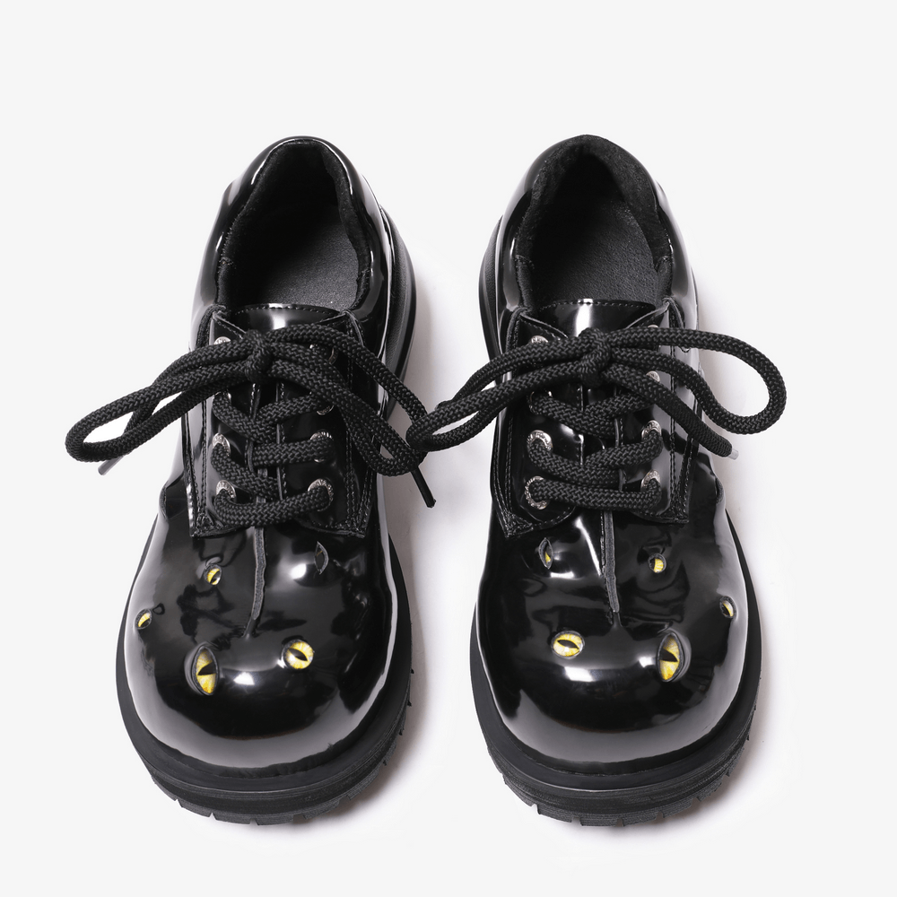 Women's Gothic Cat Eye Patent Leather Derby Shoes