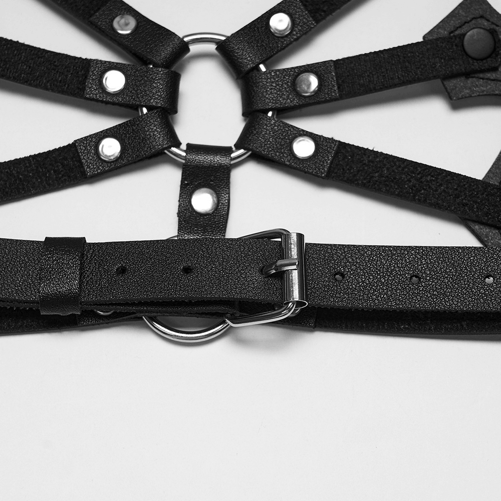 Women's Gothic Cross Harness with Studded Ring Straps