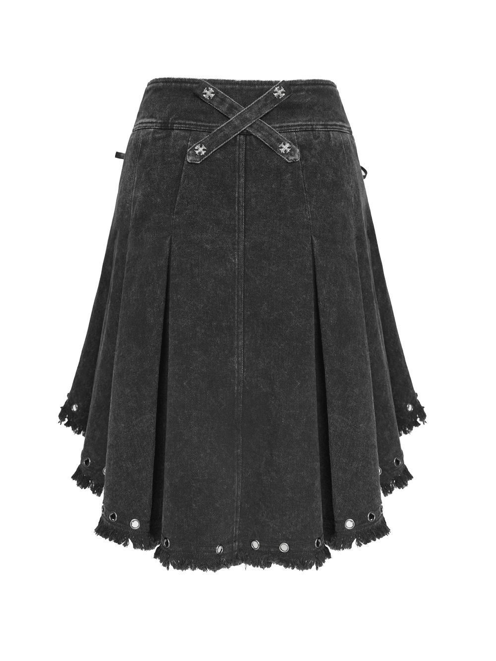 Women's Gothic Denim Skirt with Lace-Up Strap Details
