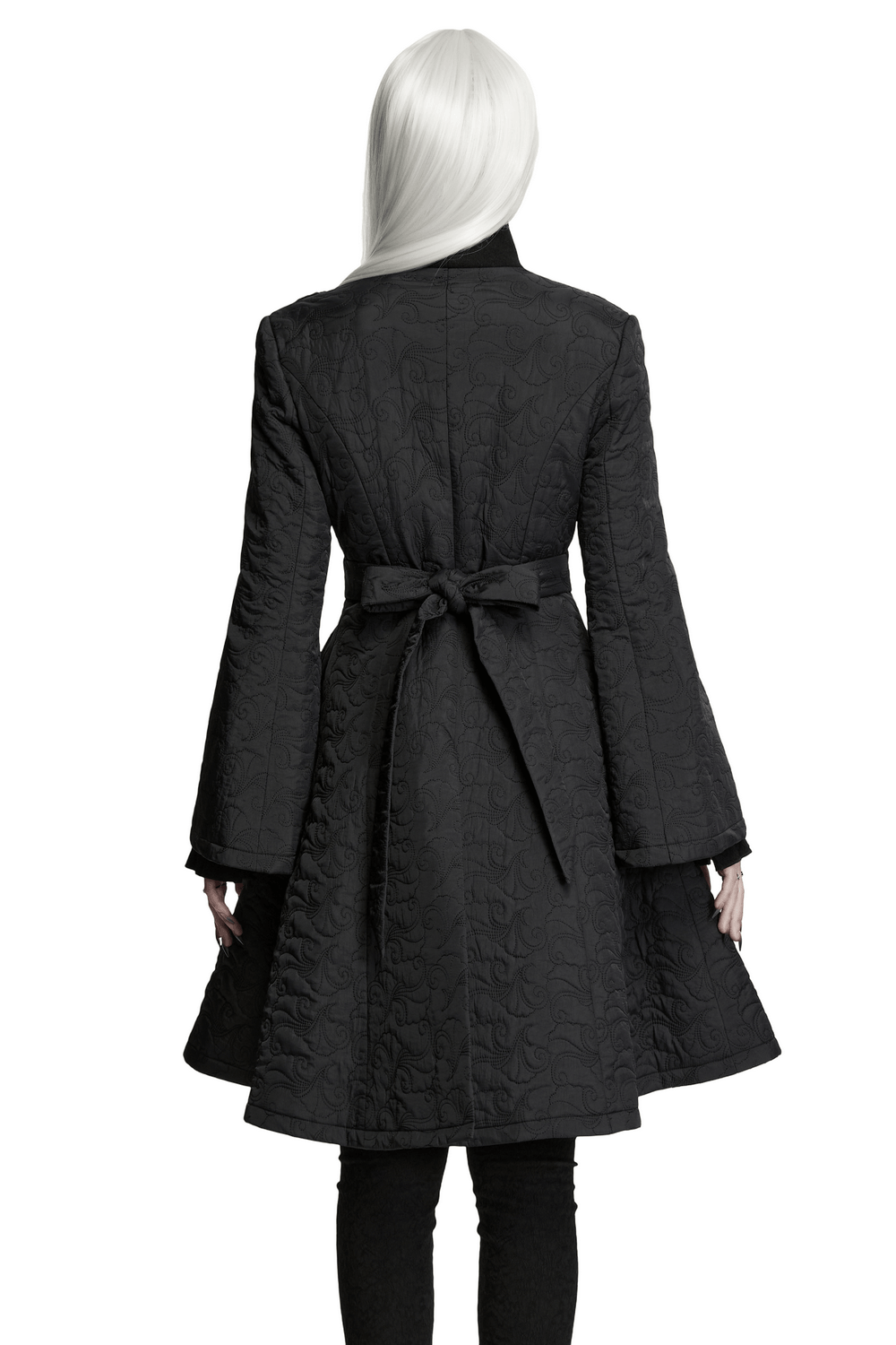 Women's Gothic Embroidered Black A-Line Victorian Coat