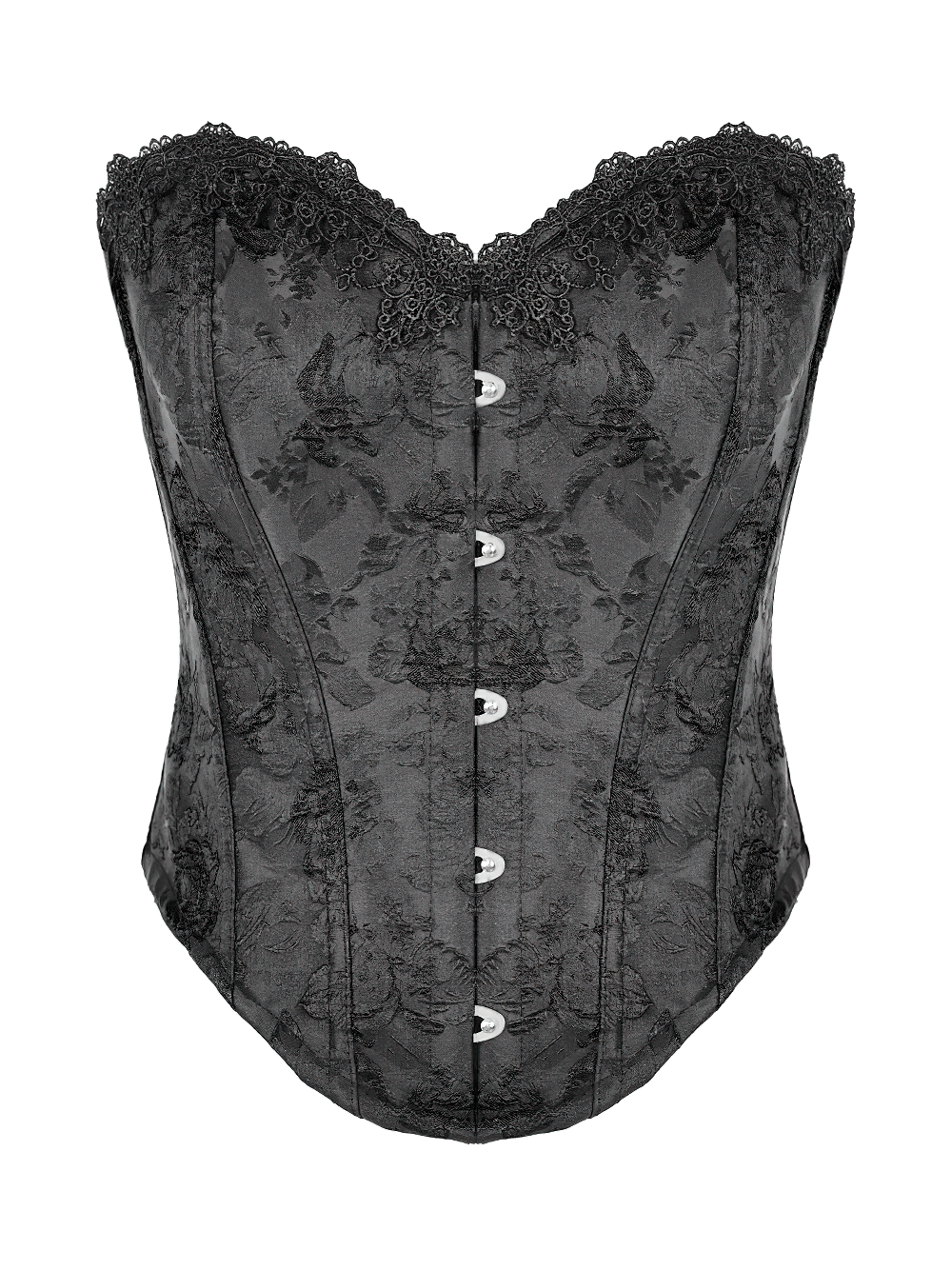 Women's Gothic Jacquard Overbust Corset with Lace