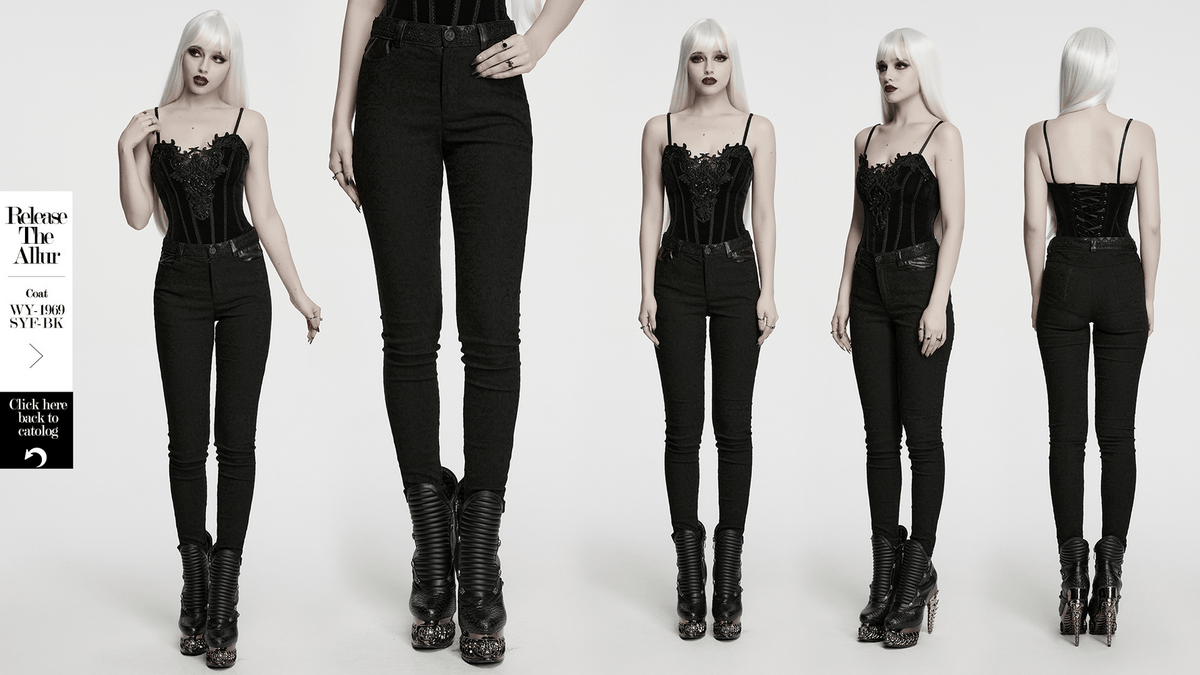 Women's Gothic Jacquard Slim Fit Tapered Pants