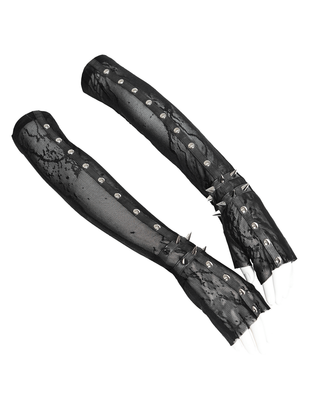 Women's Gothic Lace Arm Sleeves with Spike Stud Cuffs